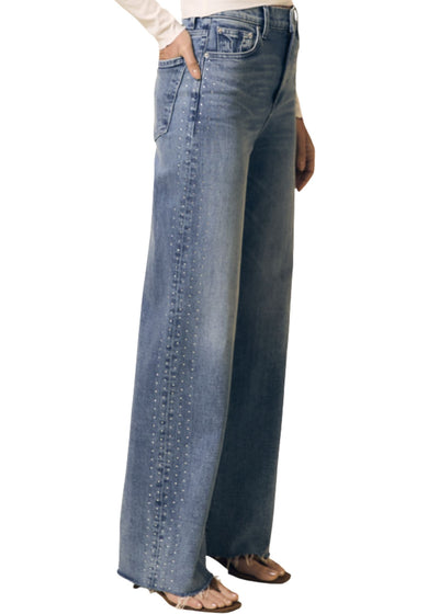 High Column Jeans with Diamonds-Denim-Uniquities