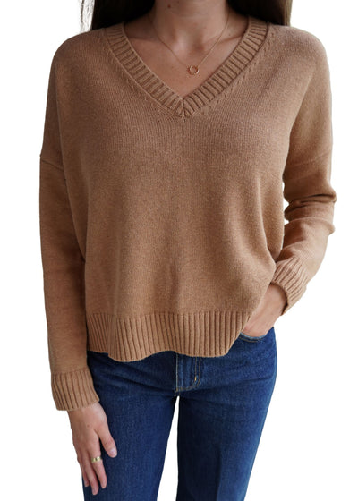 Cotton Cashmere Boxy V-Sweaters-Uniquities