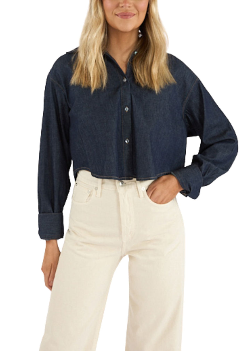 Ana Cropped Shirt in Piave-Tops/Blouses-Uniquities
