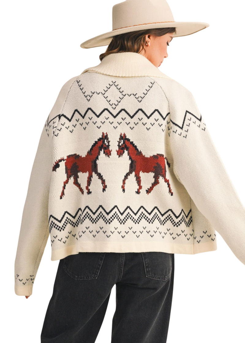 Willow Horse Knit Cardigan-Sweaters-Uniquities