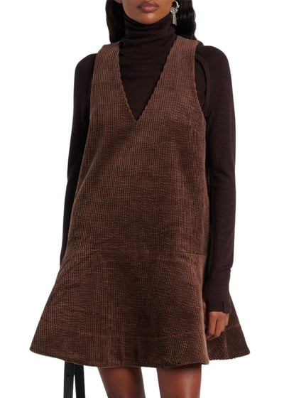 Seersucker Corduroy Mini Dress-Dresses-Uniquities