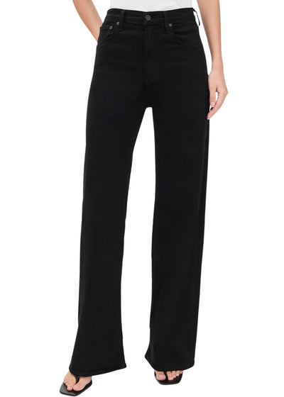 Lyra Long Wide Leg Jeans in Plush Black-Denim-Uniquities