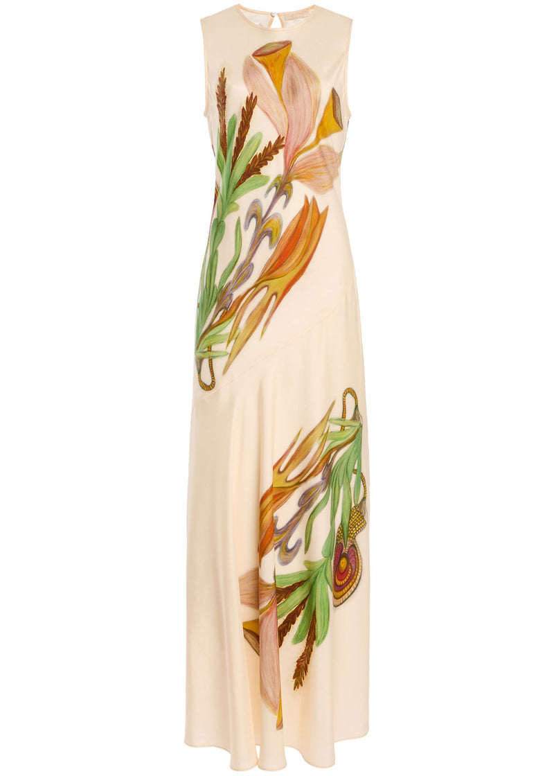 Gaea Sleeveless Silk Dress-Dresses-Uniquities