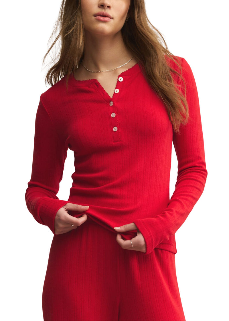 Holly Pointelle Long Sleeve Top-Lounge-Uniquities