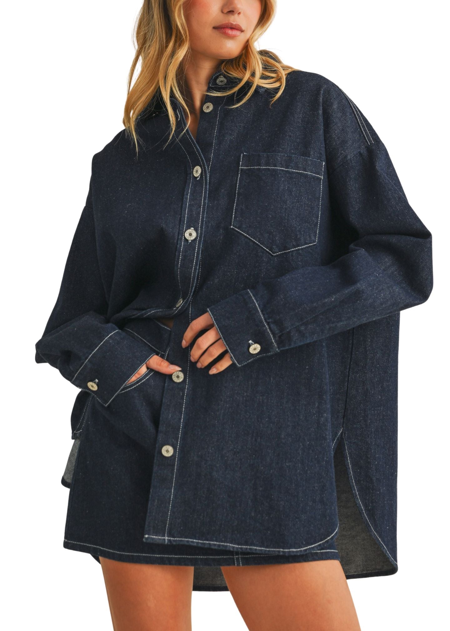Scarlett Oversized Denim Shirt-Tops/Blouses-Uniquities