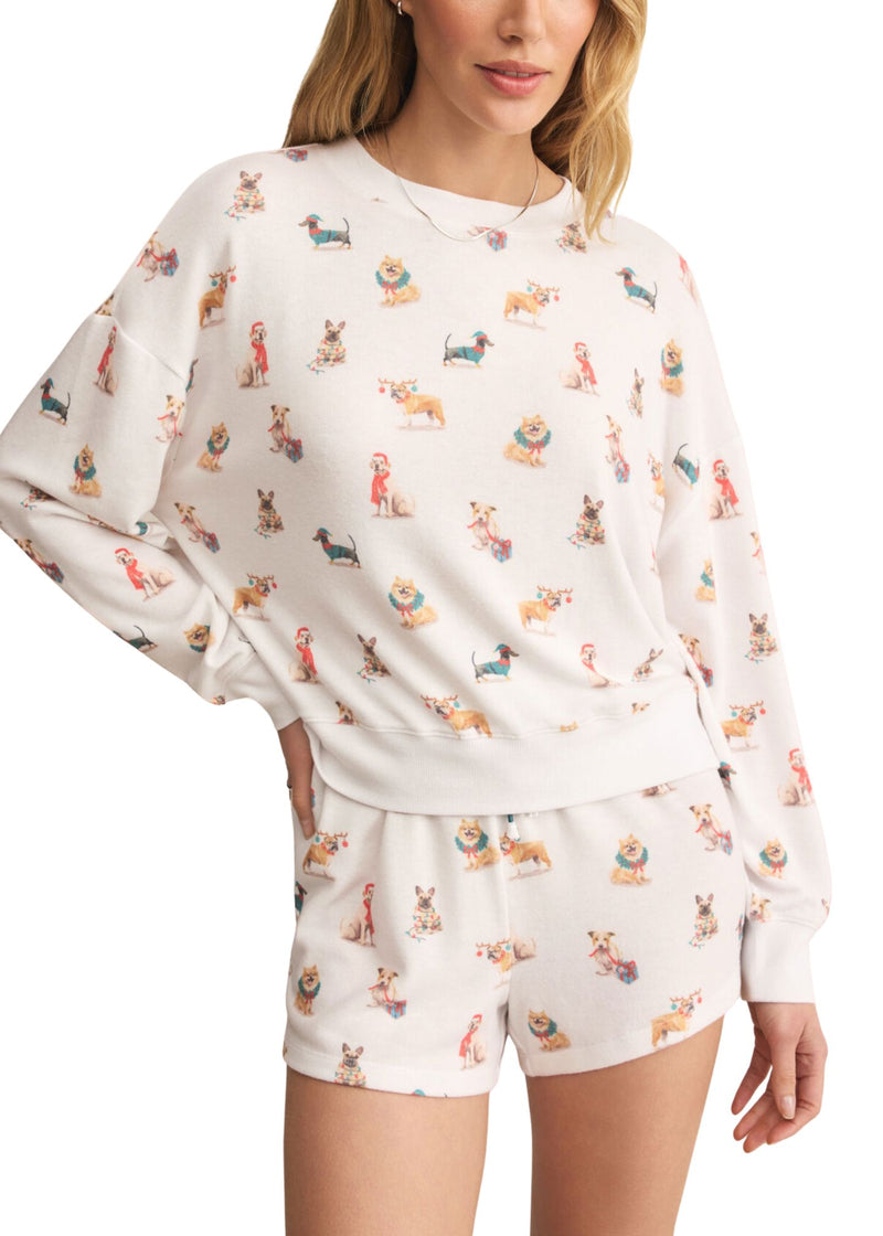 Cozy Up Pup Long Sleeve Top-Lounge-Uniquities