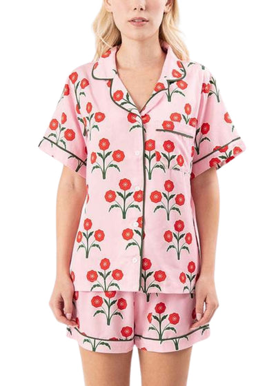 Poinsettias Shorts Set-Lounge-Uniquities