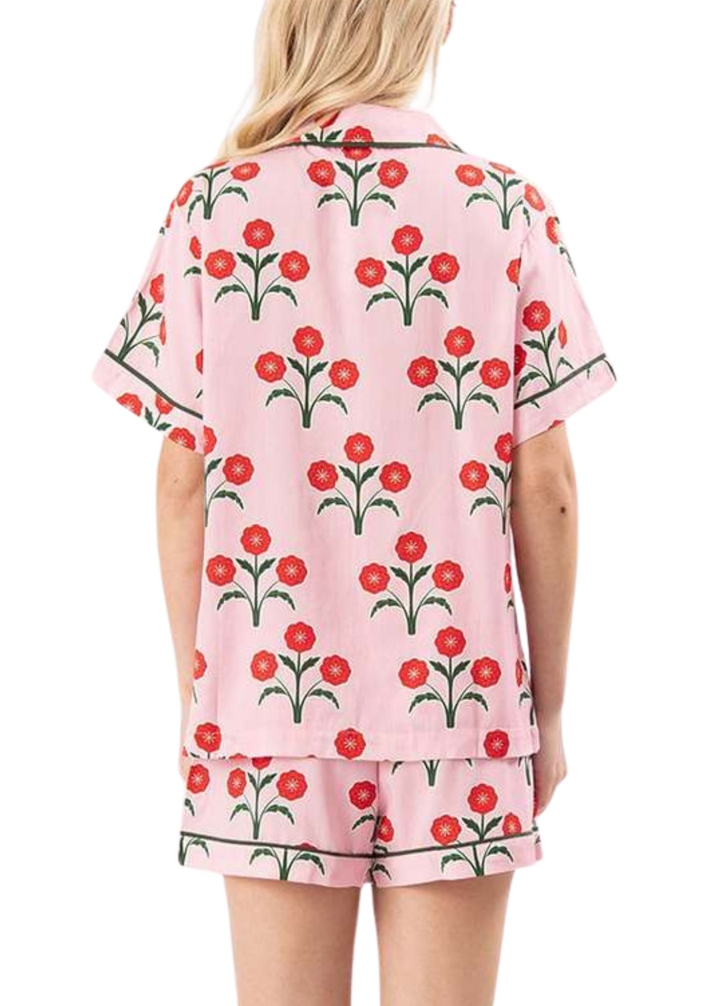 Poinsettias Shorts Set-Lounge-Uniquities