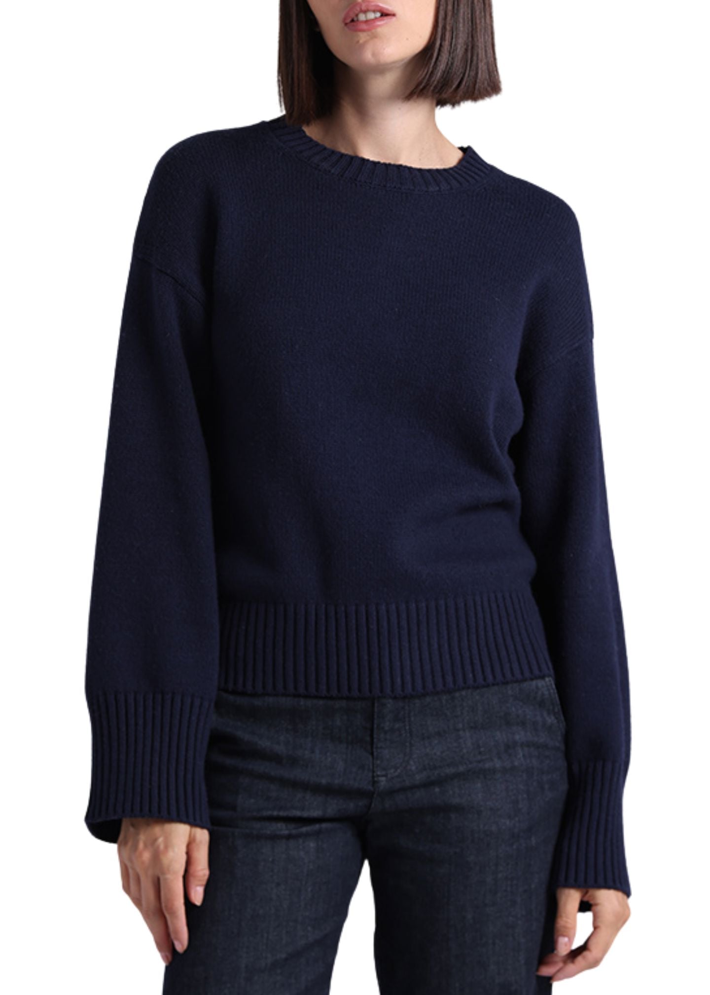 Luxe Cotton Blend Boxy Crew-Sweaters-Uniquities