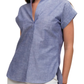 Denim Cap Sleeve Top-Tops/Blouses-Uniquities