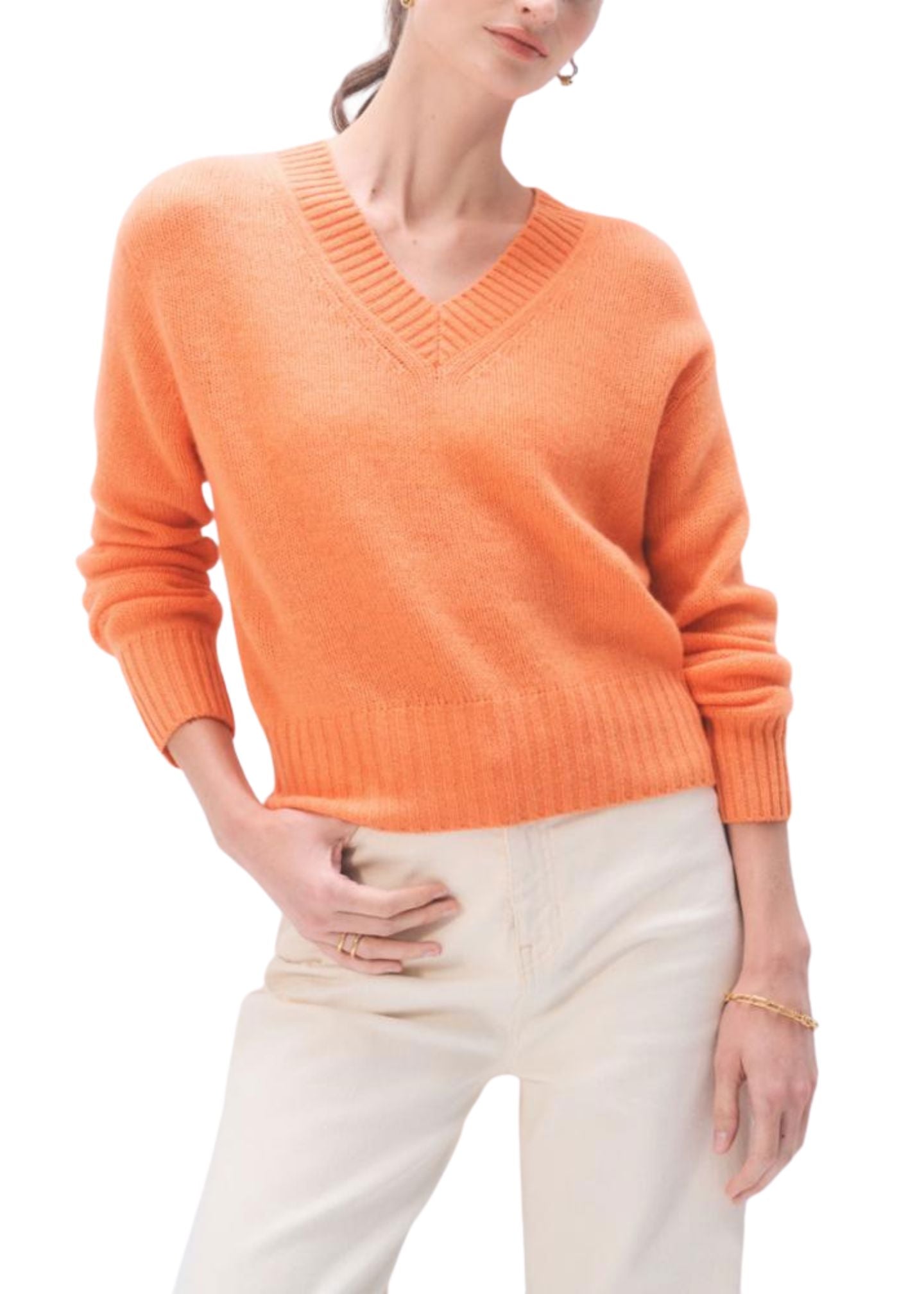 Featherweight Cashmere V Neck-Sweaters-Uniquities