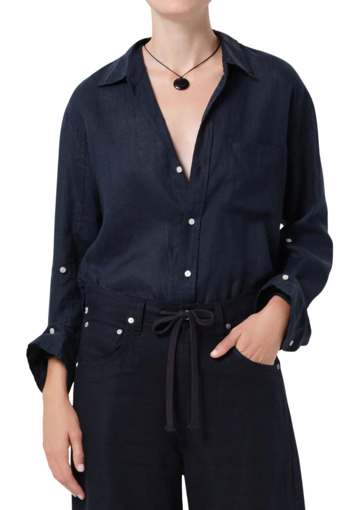 Kayla Shrunken Linen Shirt-Tops/Blouses-Uniquities