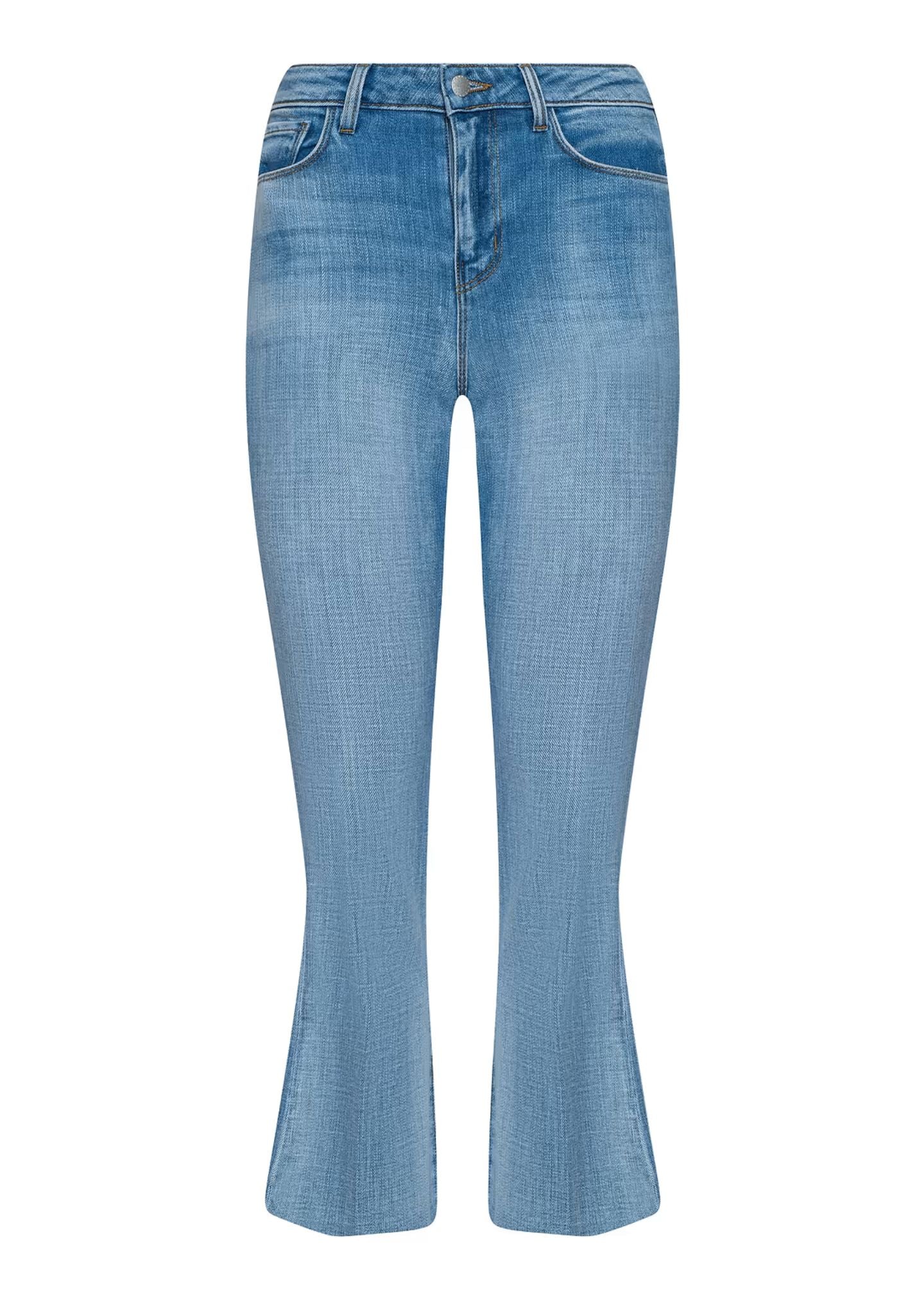 Kendra High Rise Crop Flare Jeans-Denim-Uniquities