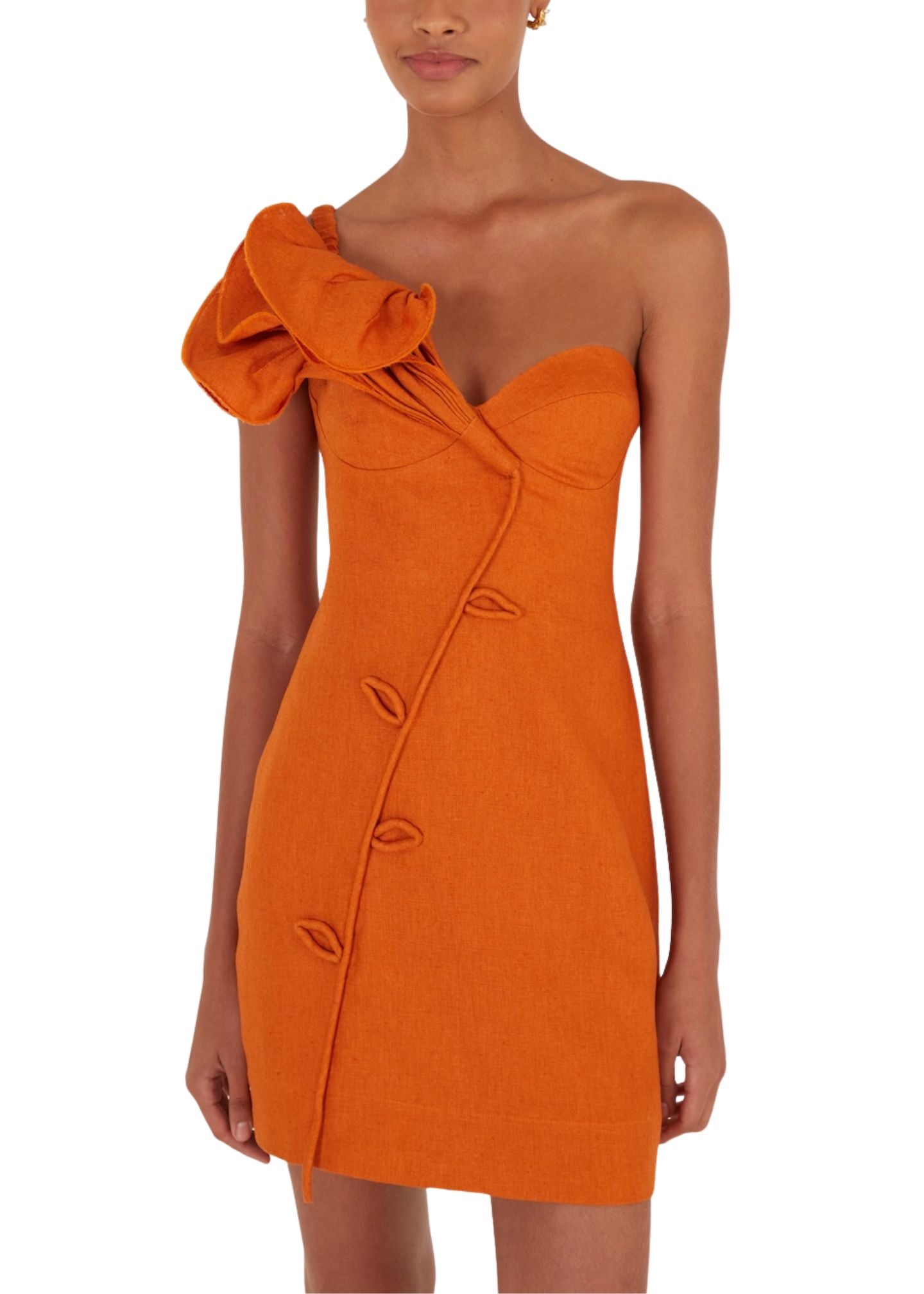 Orange Flower Mini Dress-Dresses-Uniquities