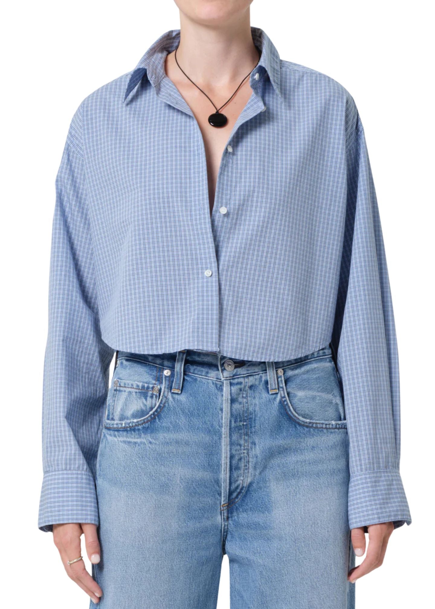 Ana Cropped Shirt in Plaid-Tops/Blouses-Uniquities