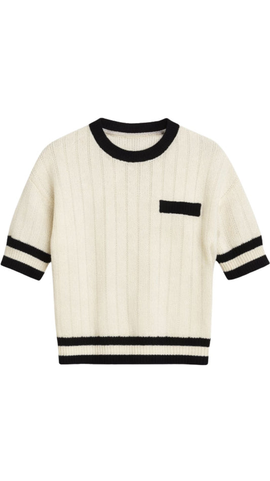 Elle Contrast Knit Top-Sweaters-Uniquities