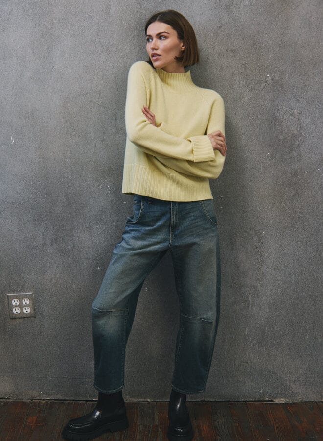 6-Ply Cuffed Solid Boxy Mock-Sweaters-Uniquities