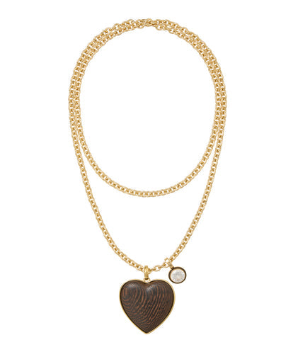 Big Simple Wood Heart Necklace