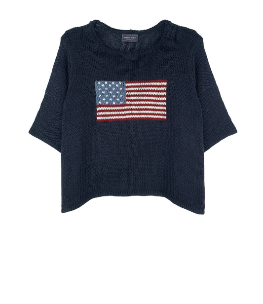 Flag Short Sleeve Sweater-Sweaters-Uniquities