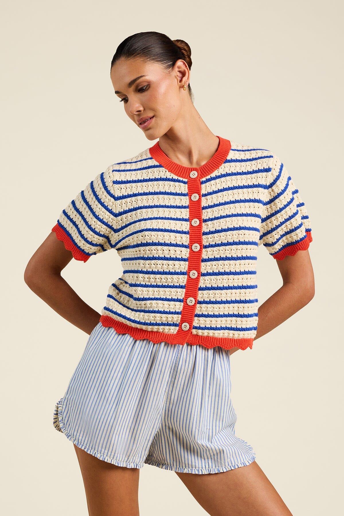 Aurora Short Sleeve Cardigan-Tops/Blouses-Uniquities