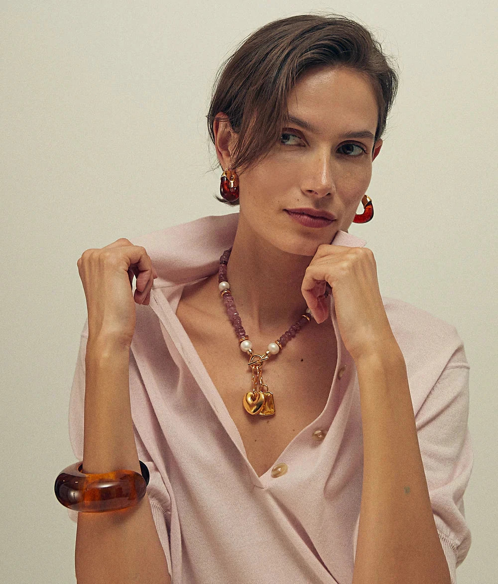 Mood Necklace in Strawberry Quartz-Jewelry-Uniquities