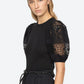 Dahlia Eyelet Combo Sleeve Tee-Tops/Blouses-Uniquities