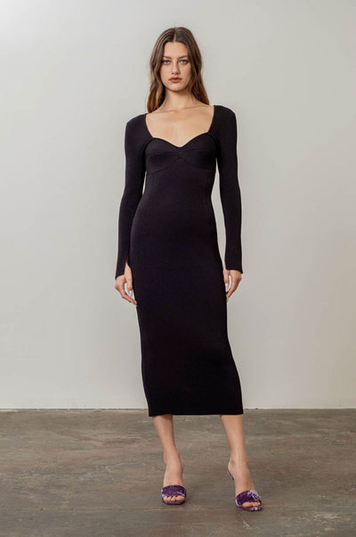 Sloan Ribbed Midi Dress-Dresses-Uniquities
