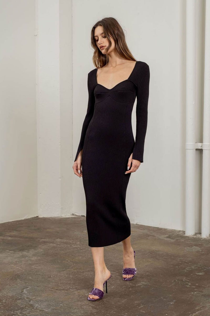 Sloan Ribbed Midi Dress-Dresses-Uniquities
