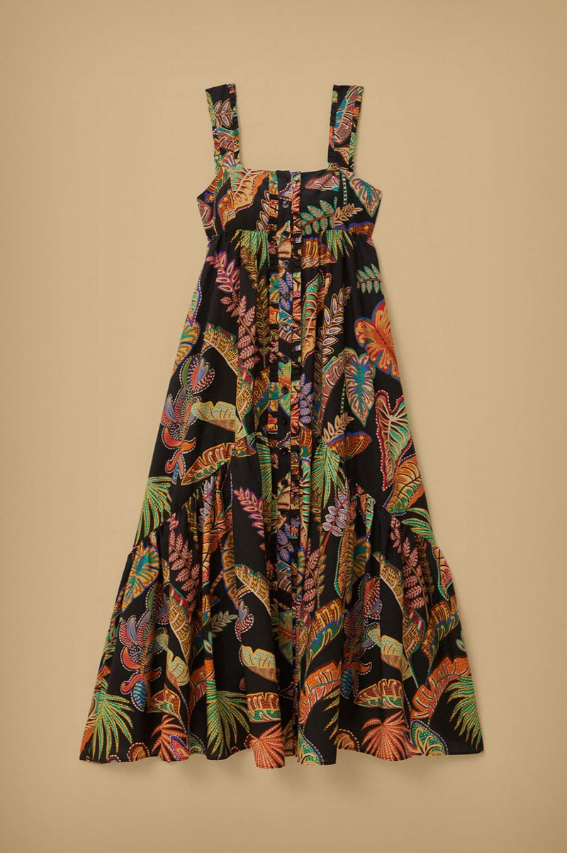 Cool Foliage Black Sleeveless Maxi Dress-Dresses-Uniquities