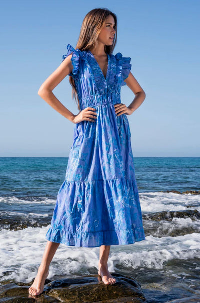 Ruffle Sleeve Midi Dress-Dresses-Uniquities