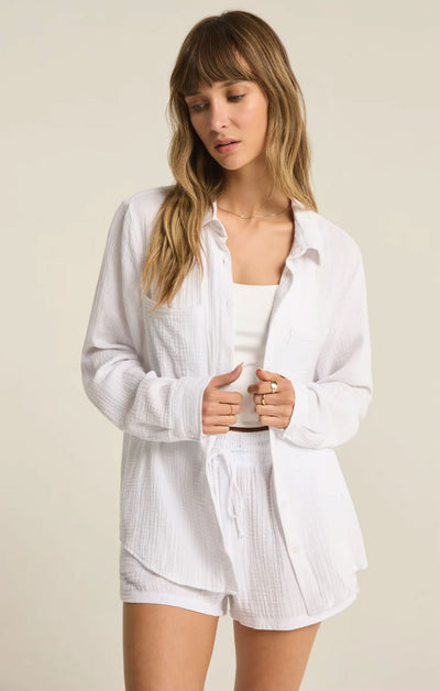 Kaili Button Up Gauze Top-Tops/Blouses-Uniquities