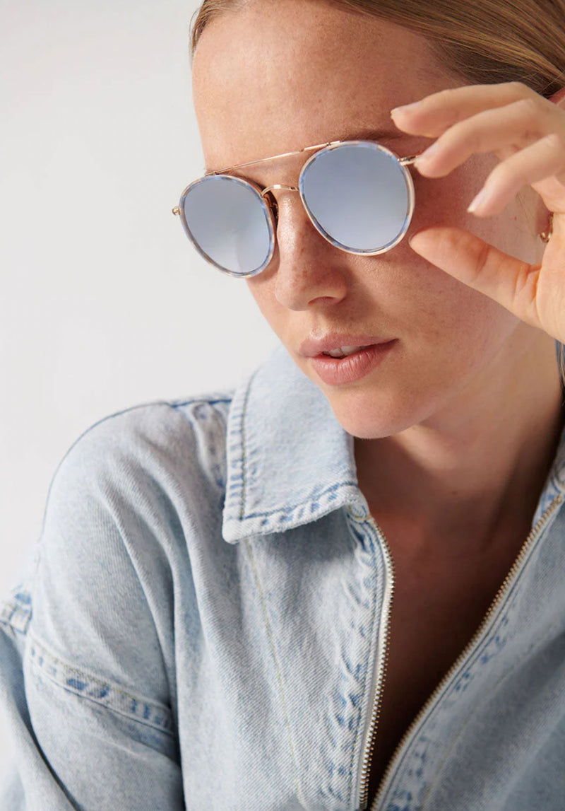 Porter 18K Titanium + Opaline Mirrored Sunglasses-Accessories-Uniquities