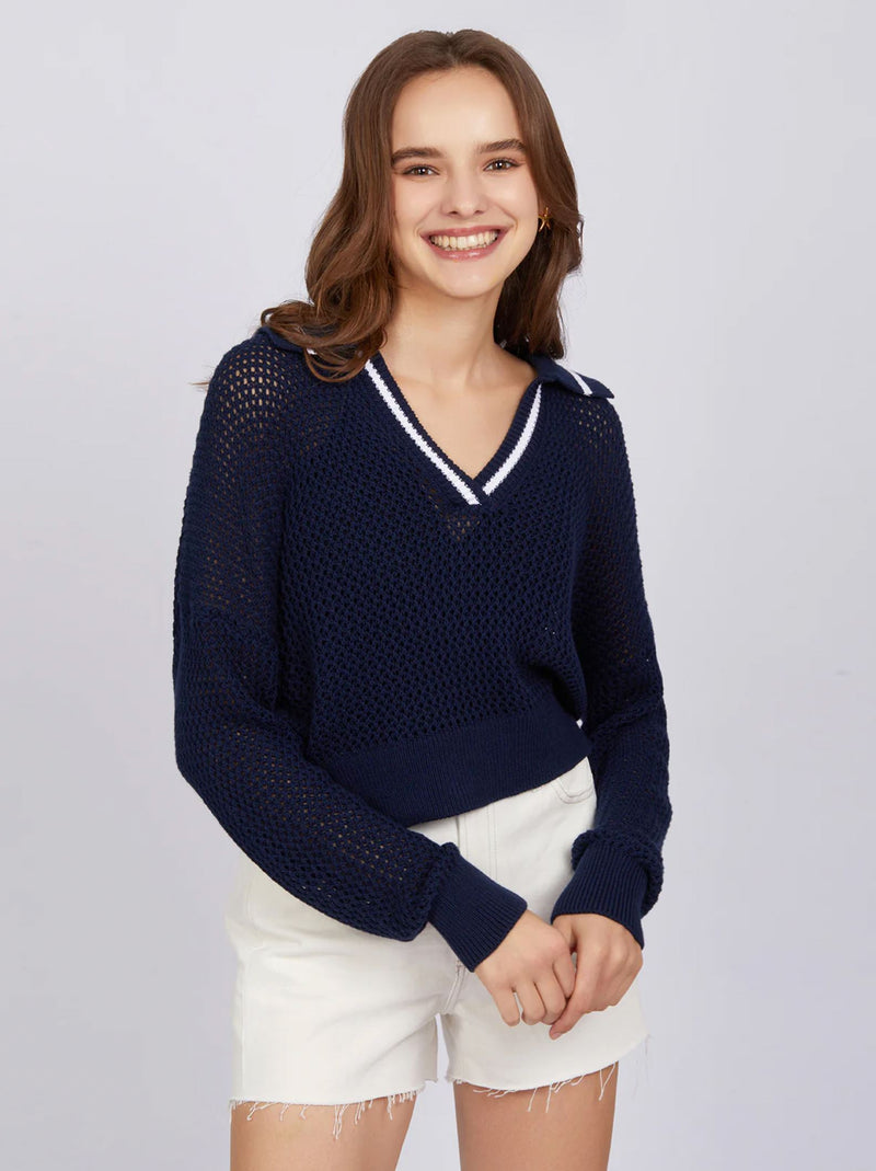Cara Tipping Polo Pullover-Sweaters-Uniquities