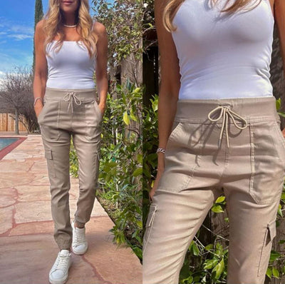 Gaya Cargo Pant in Taupe Domino-Bottoms-Uniquities