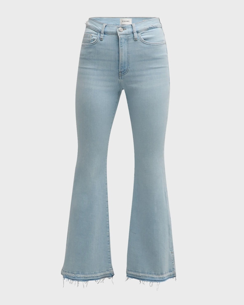 Le Easy Flare Released Fray Side Slit Jeans in Clarity-Denim-Uniquities