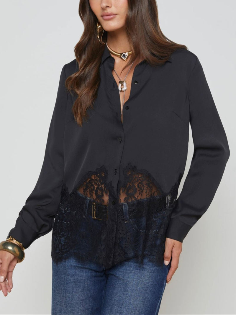 Adalee Lace Inset Blouse-Tops/Blouses-Uniquities