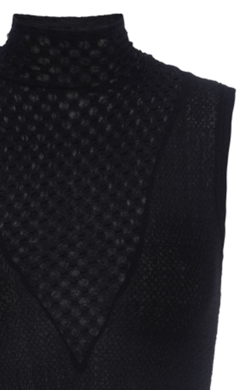 Seamed Mesh Sleveless Top-Tops/Blouses-Uniquities