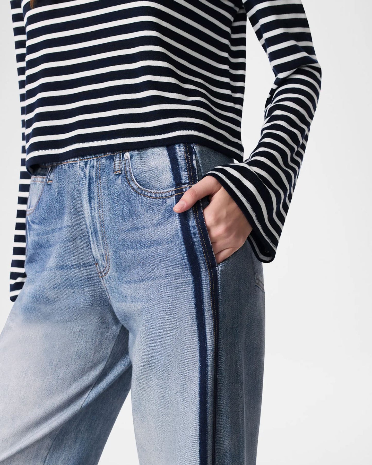 Miramar Wide Leg Track Pant-Denim-Uniquities