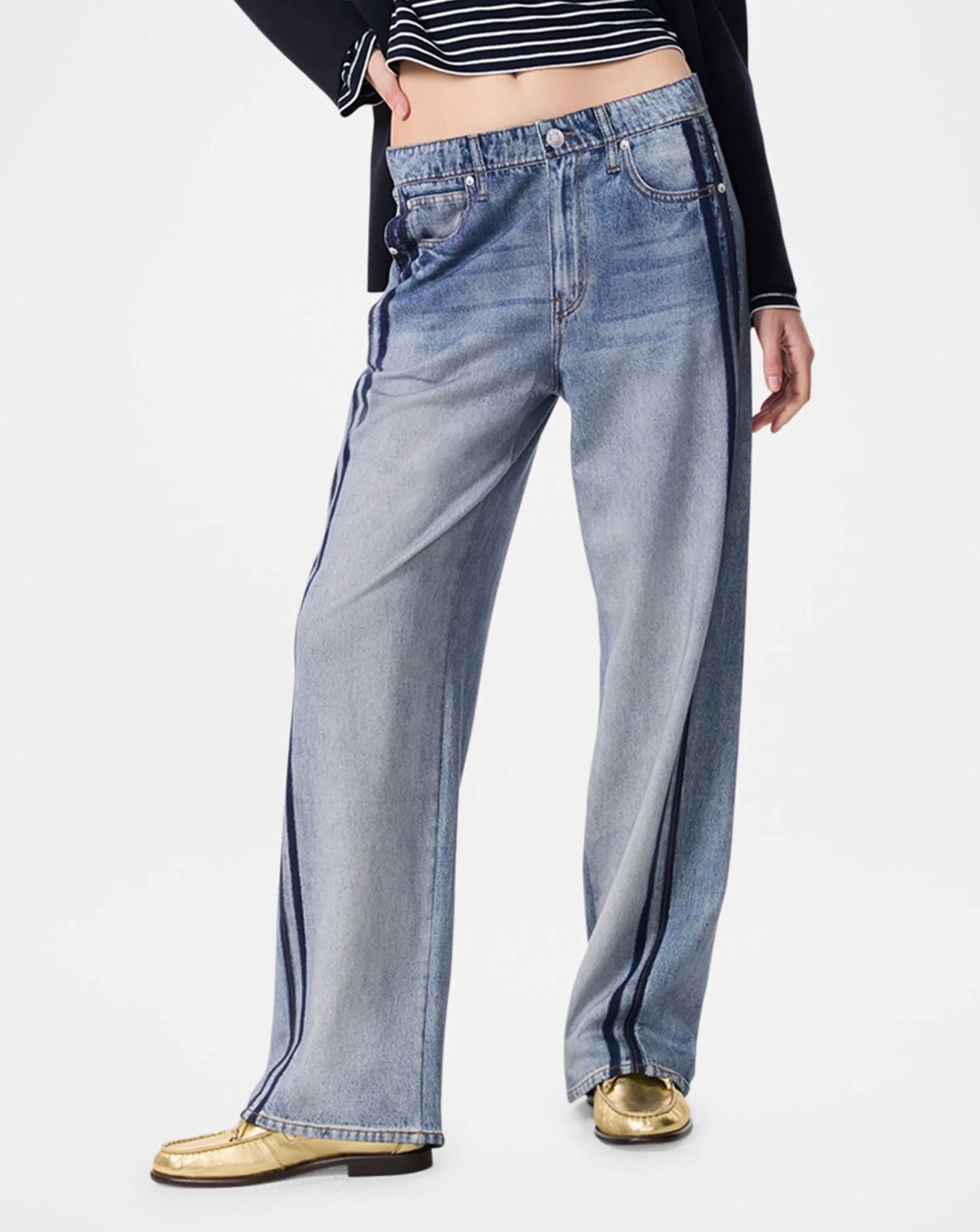 Miramar Wide Leg Track Pant-Denim-Uniquities
