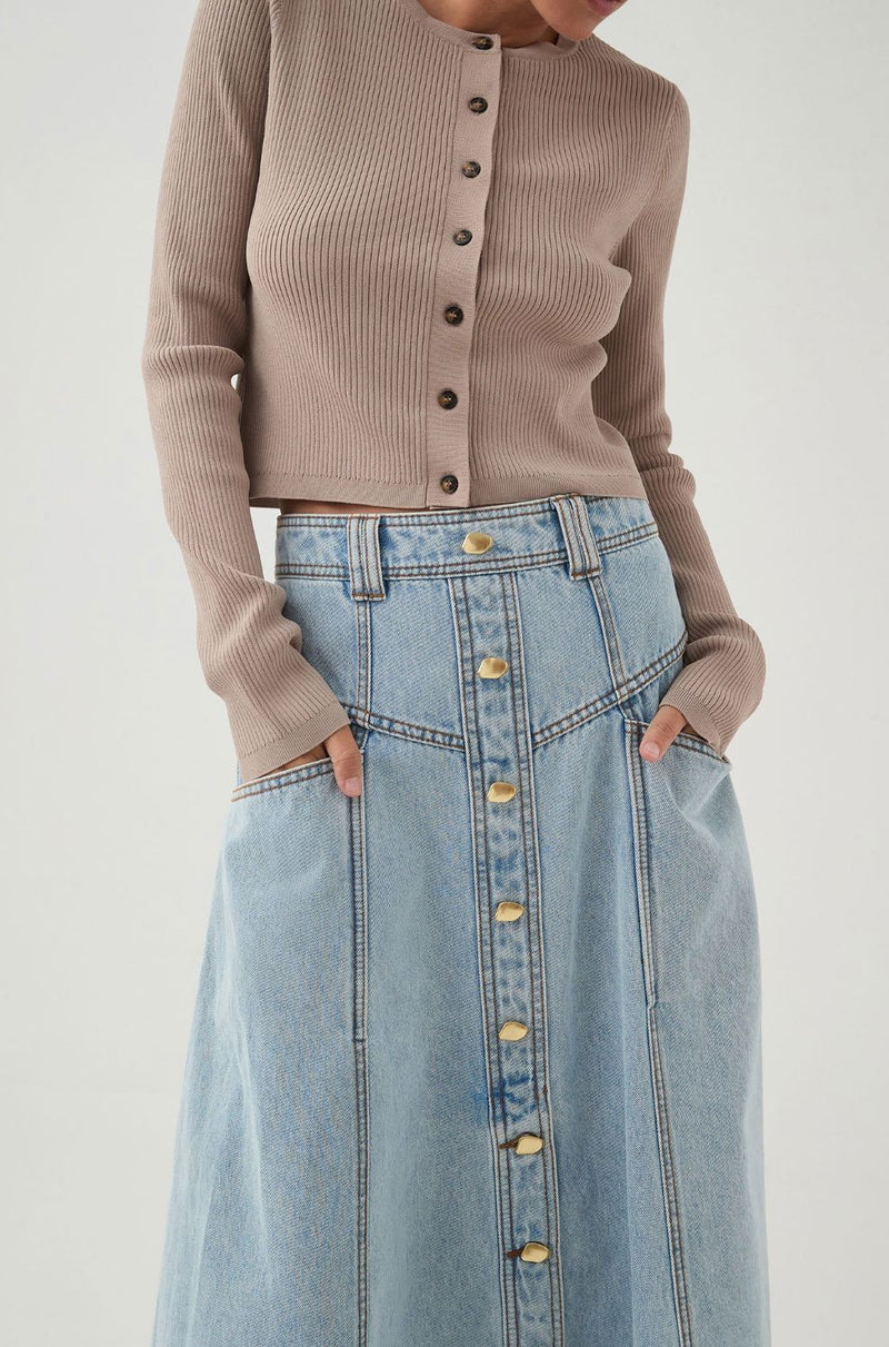 Coast Denim Midi Skirt-Bottoms-Uniquities