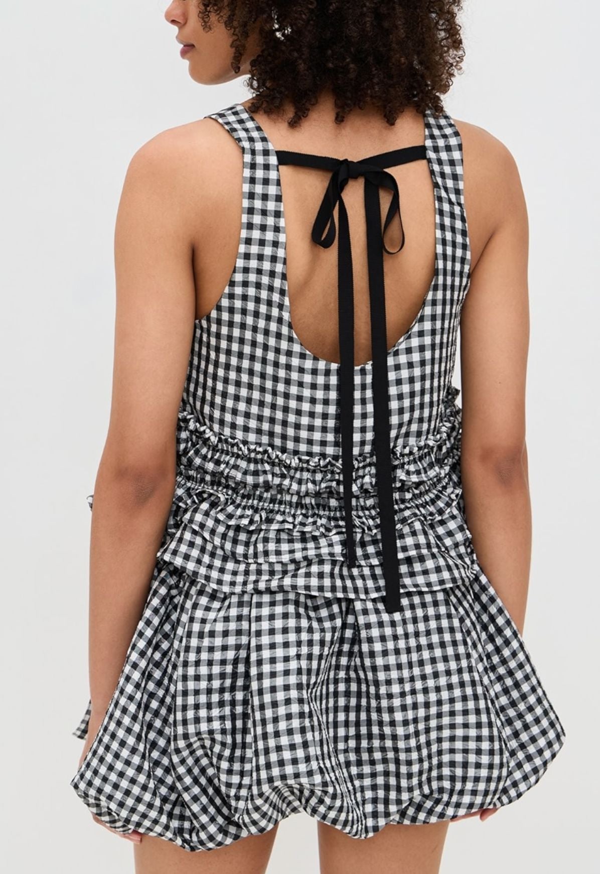 Crinkled Taffeta Frill Top-Tops/Blouses-Uniquities