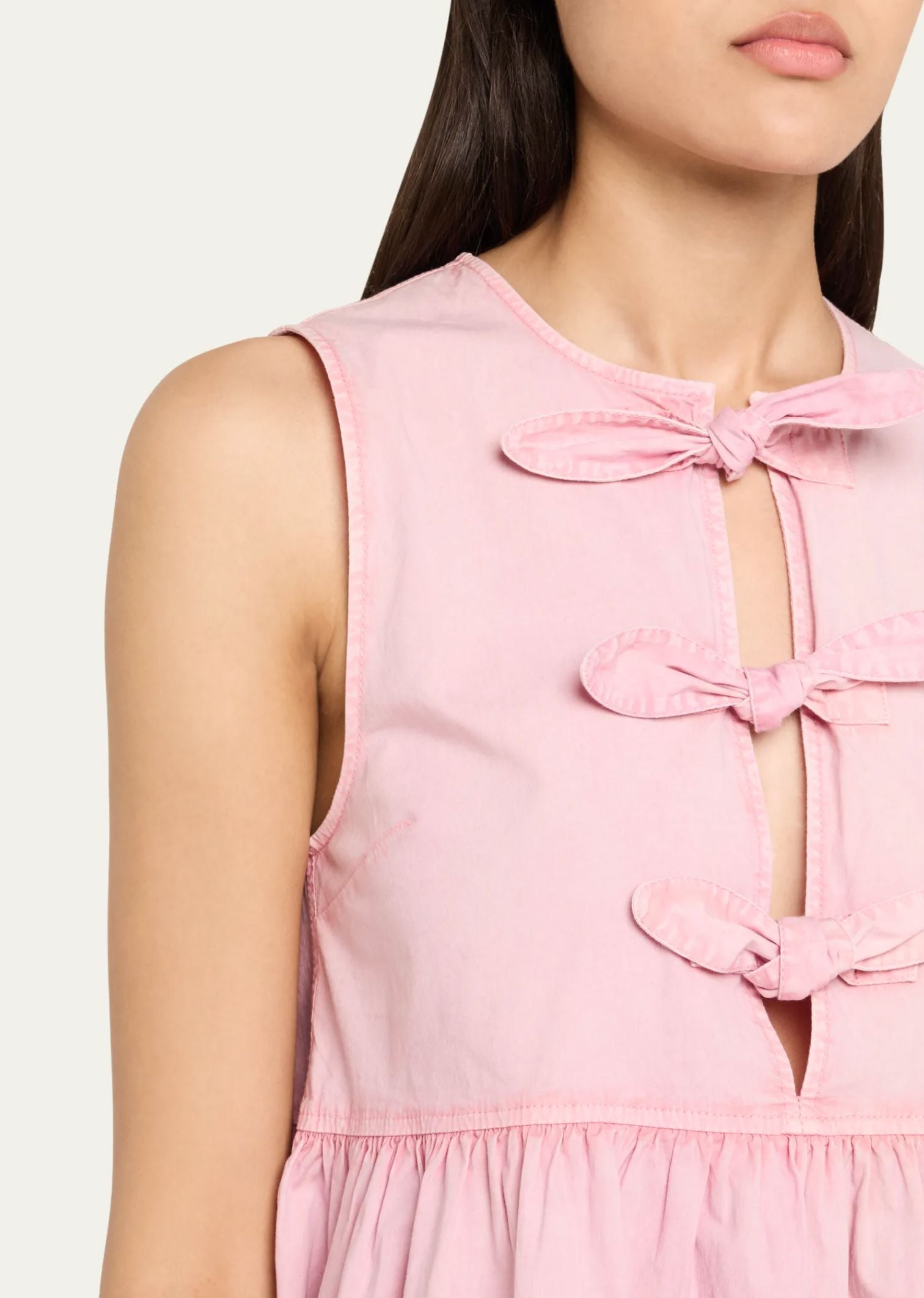 Washed Stretch Bow Mini Dress-Dresses-Uniquities