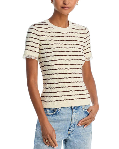 Chiara Stripe Short Sleeve Crew-Sweaters-Uniquities