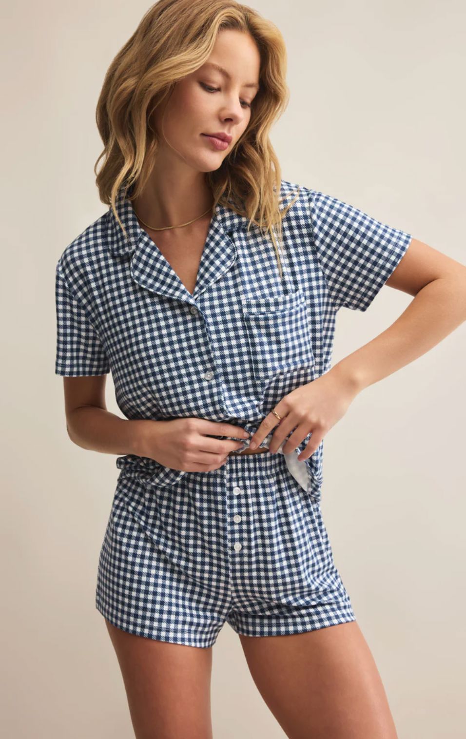 Maddie Gingham Short-Lounge-Uniquities