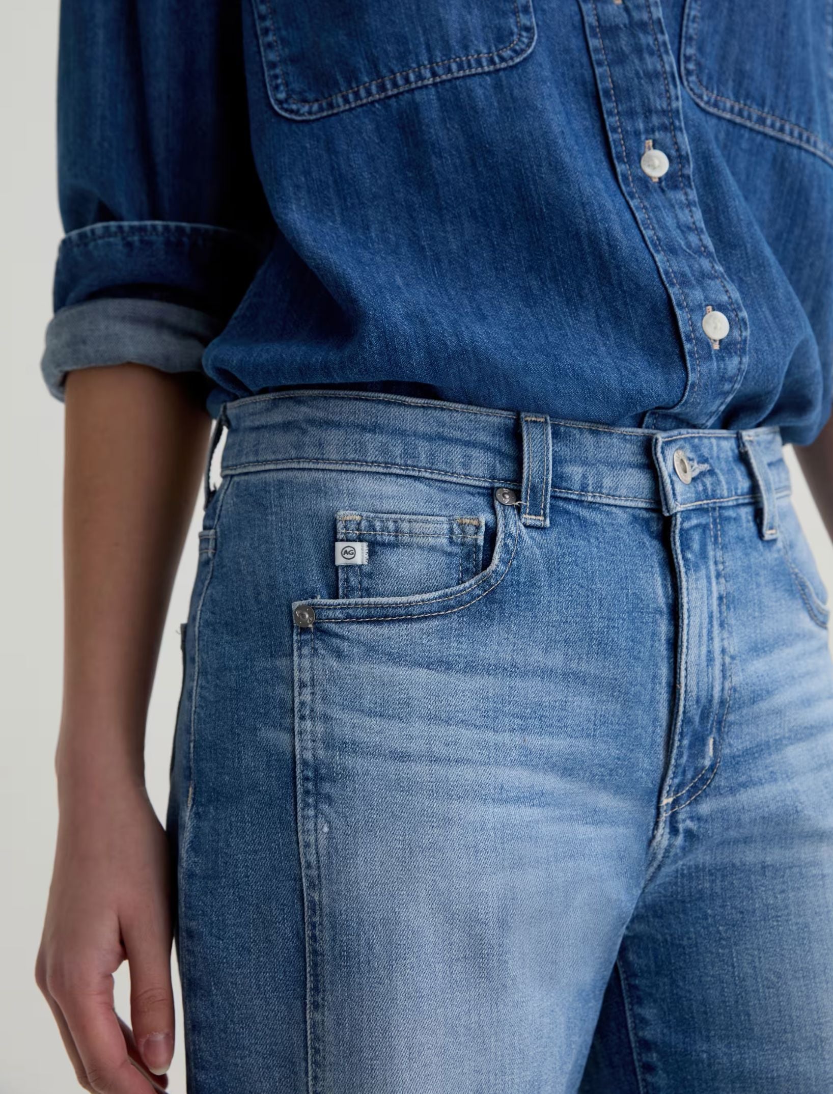 Saige Wide Leg Crop Jeans With Panel-Denim-Uniquities