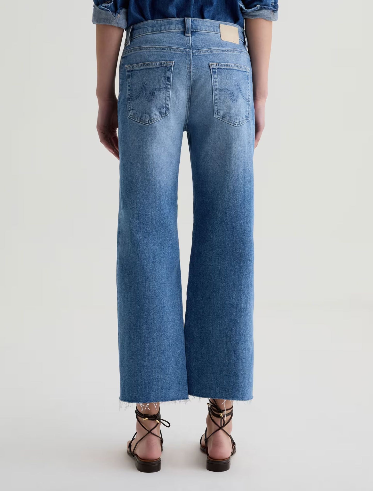 Saige Wide Leg Crop Jeans With Panel-Denim-Uniquities