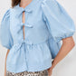 Washed Cotton Peplum Blouse-Tops/Blouses-Uniquities