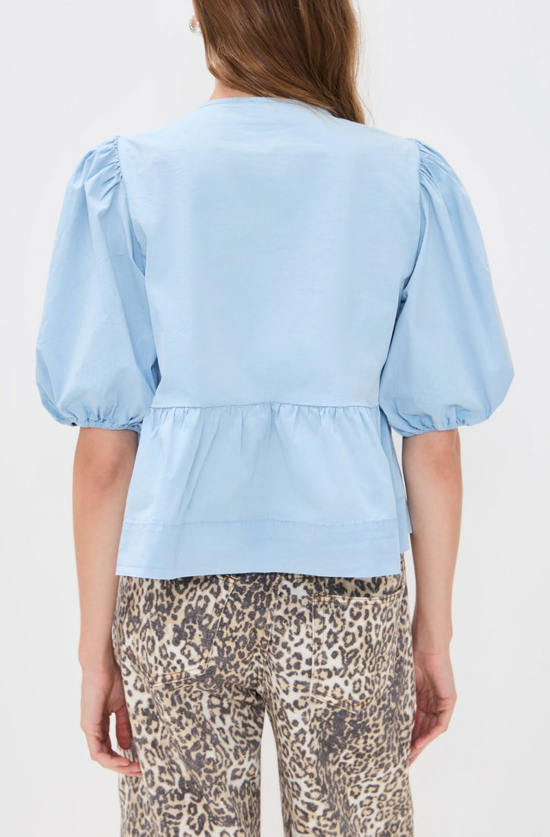Washed Cotton Peplum Blouse-Tops/Blouses-Uniquities