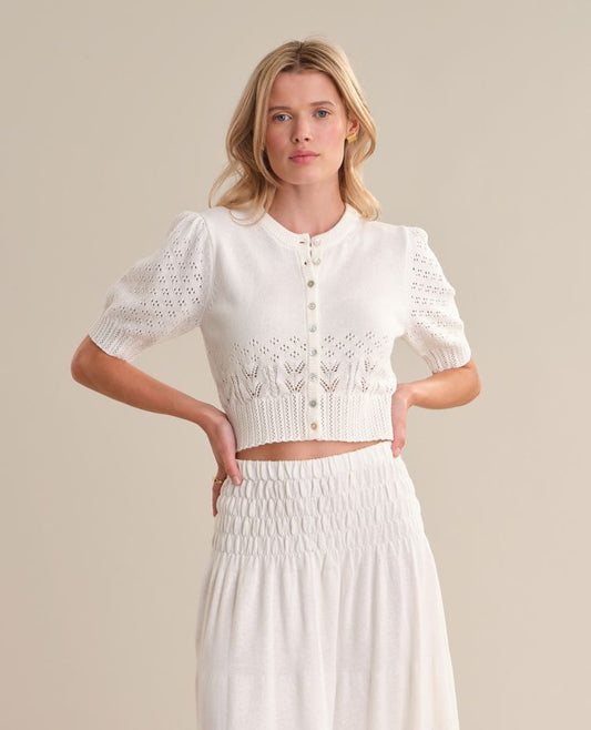 Fleur Tulip Lace Cardigan-Sweaters-Uniquities