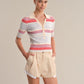 Giselle Textured Stripe Polo-Tops/Blouses-Uniquities